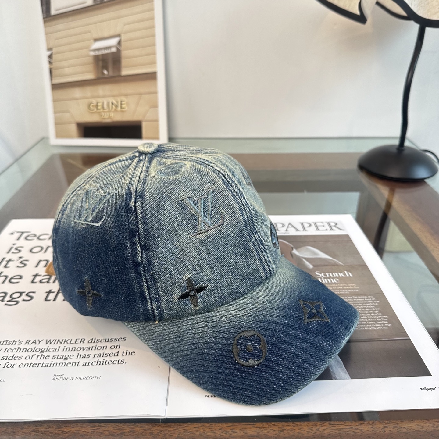 LV A貨 牛仔刺繡滿版圖案鴨舌帽 復古洗水休閒帽