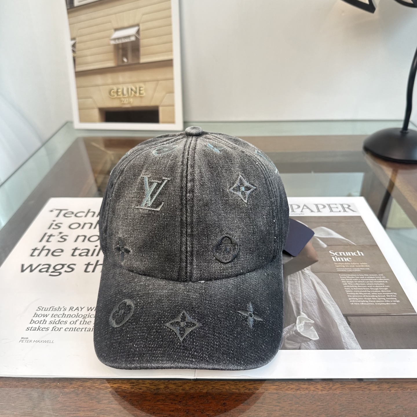 LV 高仿 老花壓紋牛仔棒球帽 做舊灰色休閒百搭款