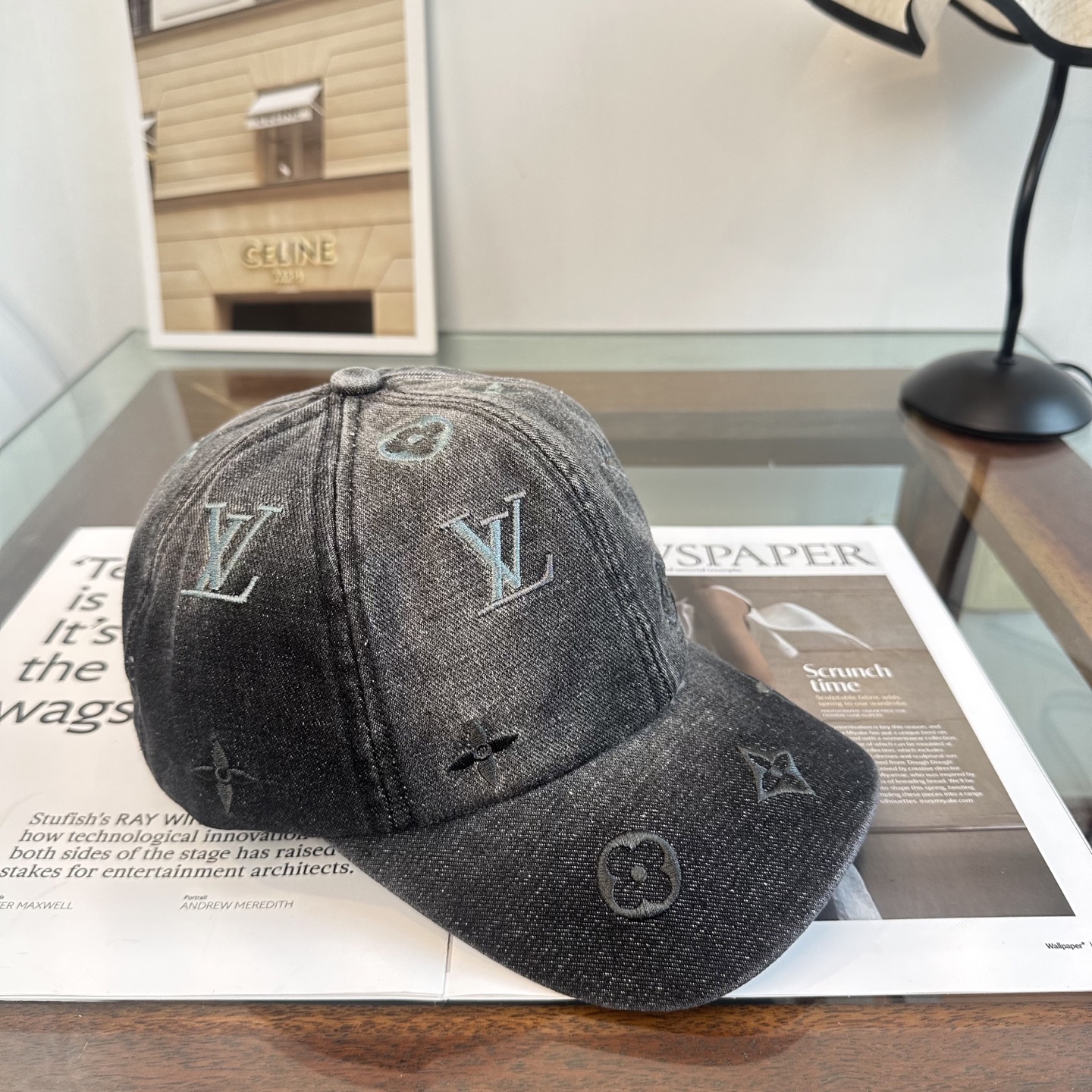 LV 高仿 老花壓紋牛仔棒球帽 做舊灰色休閒百搭款