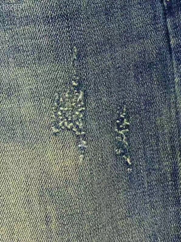LV A貨男士牛仔長褲白色老花口袋復古刷色款