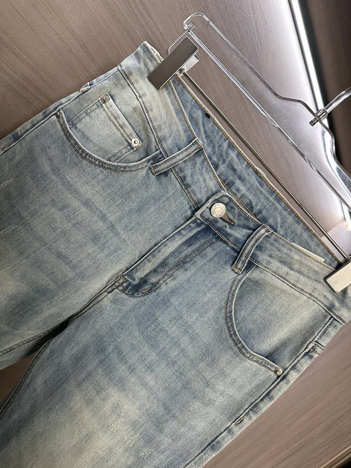 LV一比一男士牛仔褲淺藍復古水洗休閒款