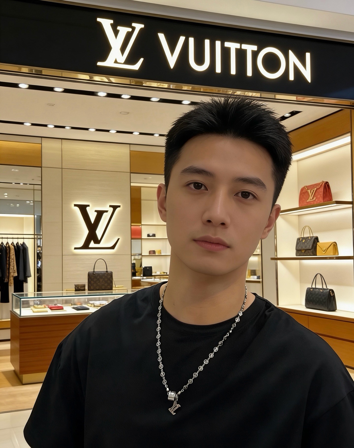 LV一比一项链红色吊坠时尚设计金属链条高级复刻饰品