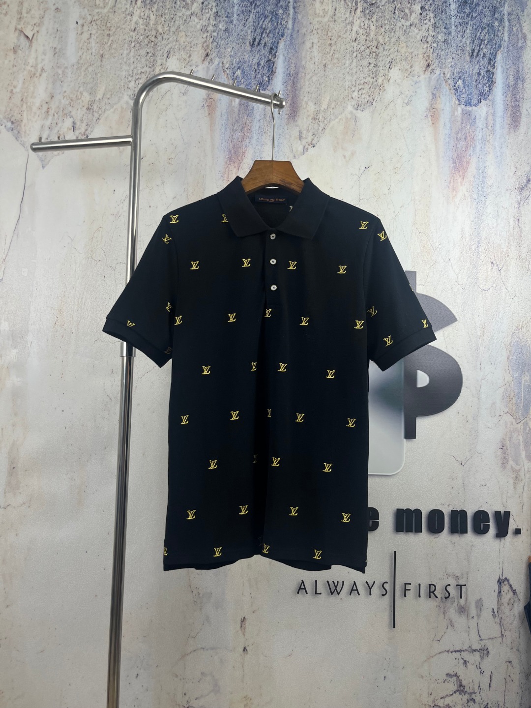 LV 原單 男款 滿版Logo POLO衫 短袖翻領商務休閒