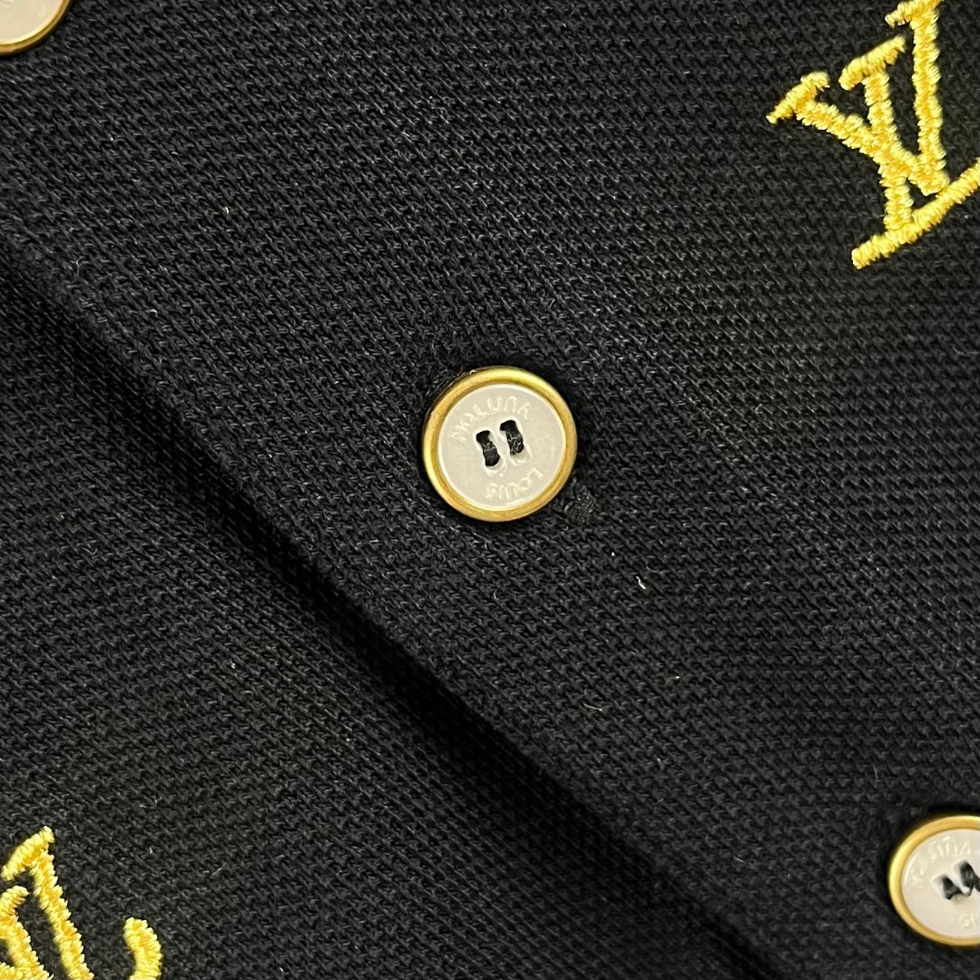 LV 原單 男款 滿版Logo POLO衫 短袖翻領商務休閒