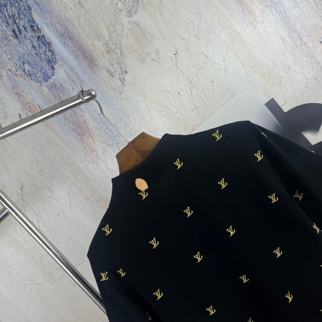LV 原單 男款 滿版Logo POLO衫 短袖翻領商務休閒