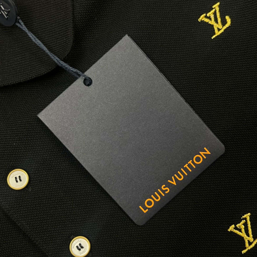 LV 原單 男款 滿版Logo POLO衫 短袖翻領商務休閒