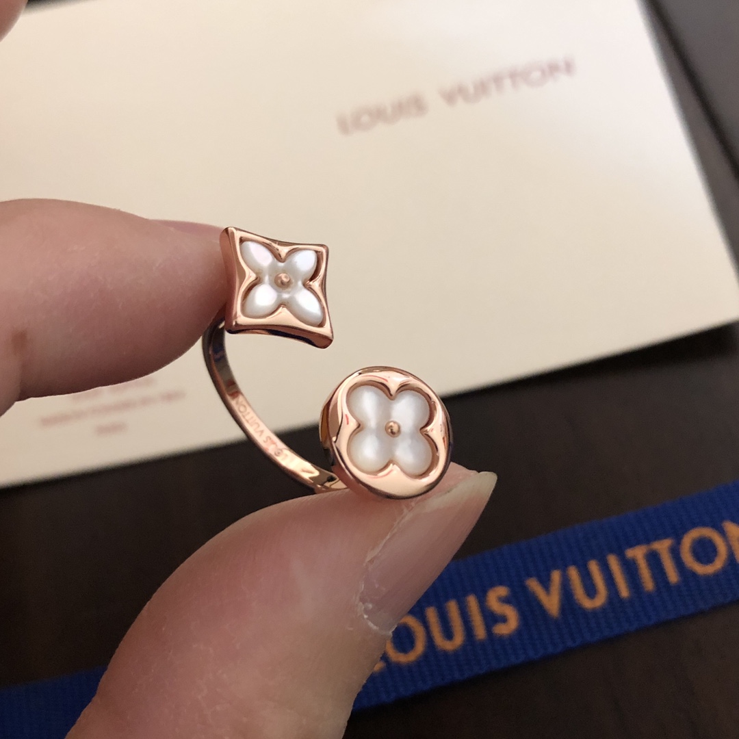 LV A貨女士雙花開口戒指氣質優雅設計輕奢百搭款