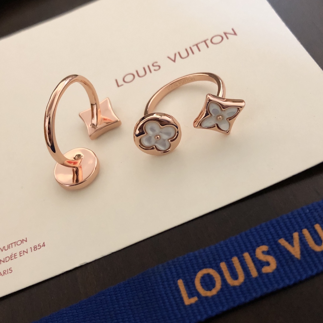 LV A貨女士雙花開口戒指氣質優雅設計輕奢百搭款| 12 LV A貨女士雙花開口戒指氣質優雅設計輕奢百搭款