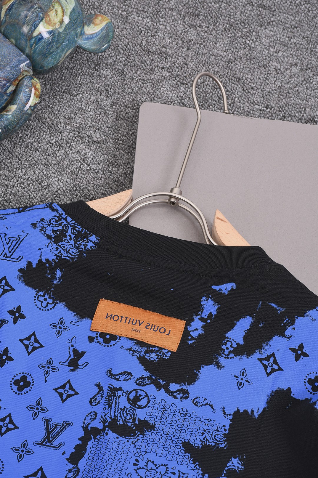 LV A貨男款藍黑拼接Monogram短袖T恤 潮流街頭款