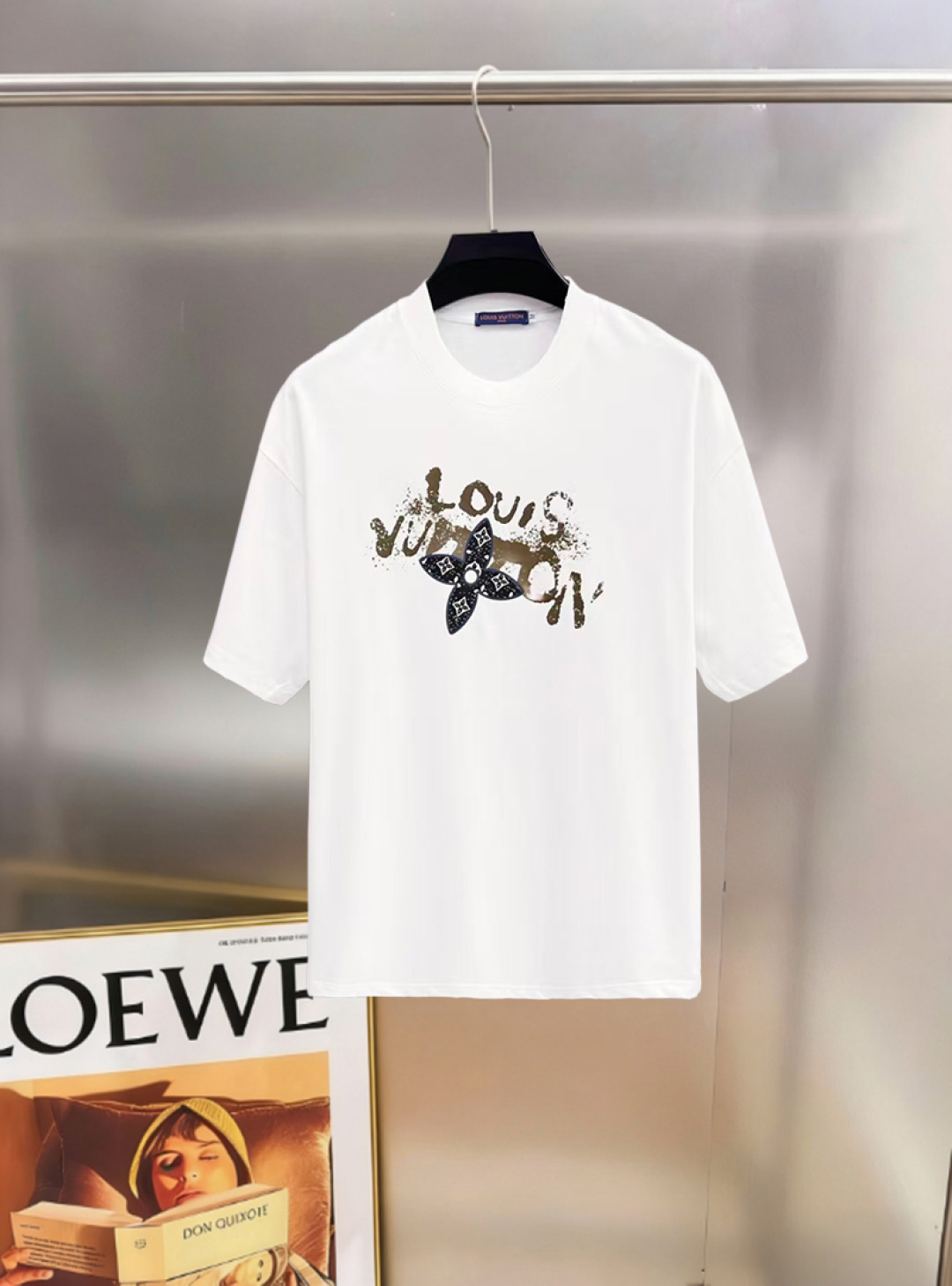 LV一比一花卉Logo印花白色短袖T恤