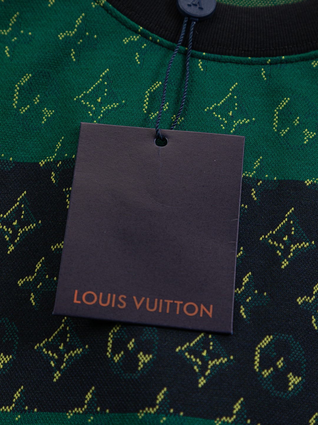 LV A貨綠黑條紋Monogram提花短袖T恤
