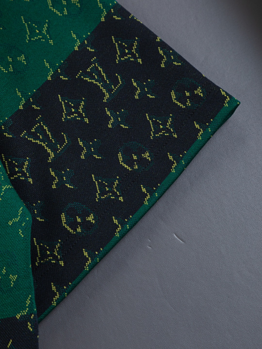LV A貨綠黑條紋Monogram提花短袖T恤