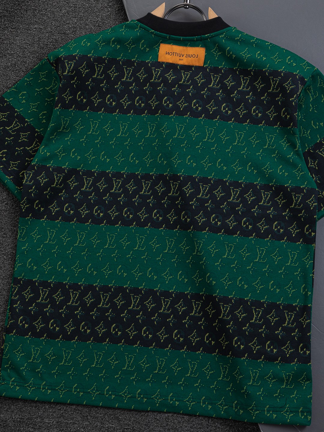 LV A貨綠黑條紋Monogram提花短袖T恤