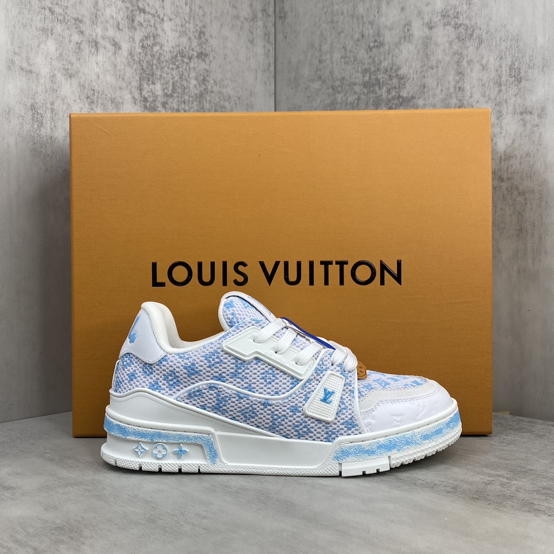LV A貨 Trainer 網布老花運動鞋 淺藍透氣休閒鞋| 6 LV A貨 Trainer 網布老花運動鞋 淺藍透氣休閒鞋