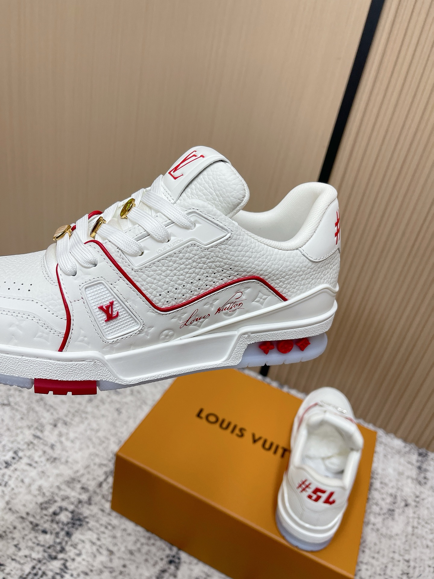 LV原單 Trainer休閒鞋 白紅拼色厚底運動鞋