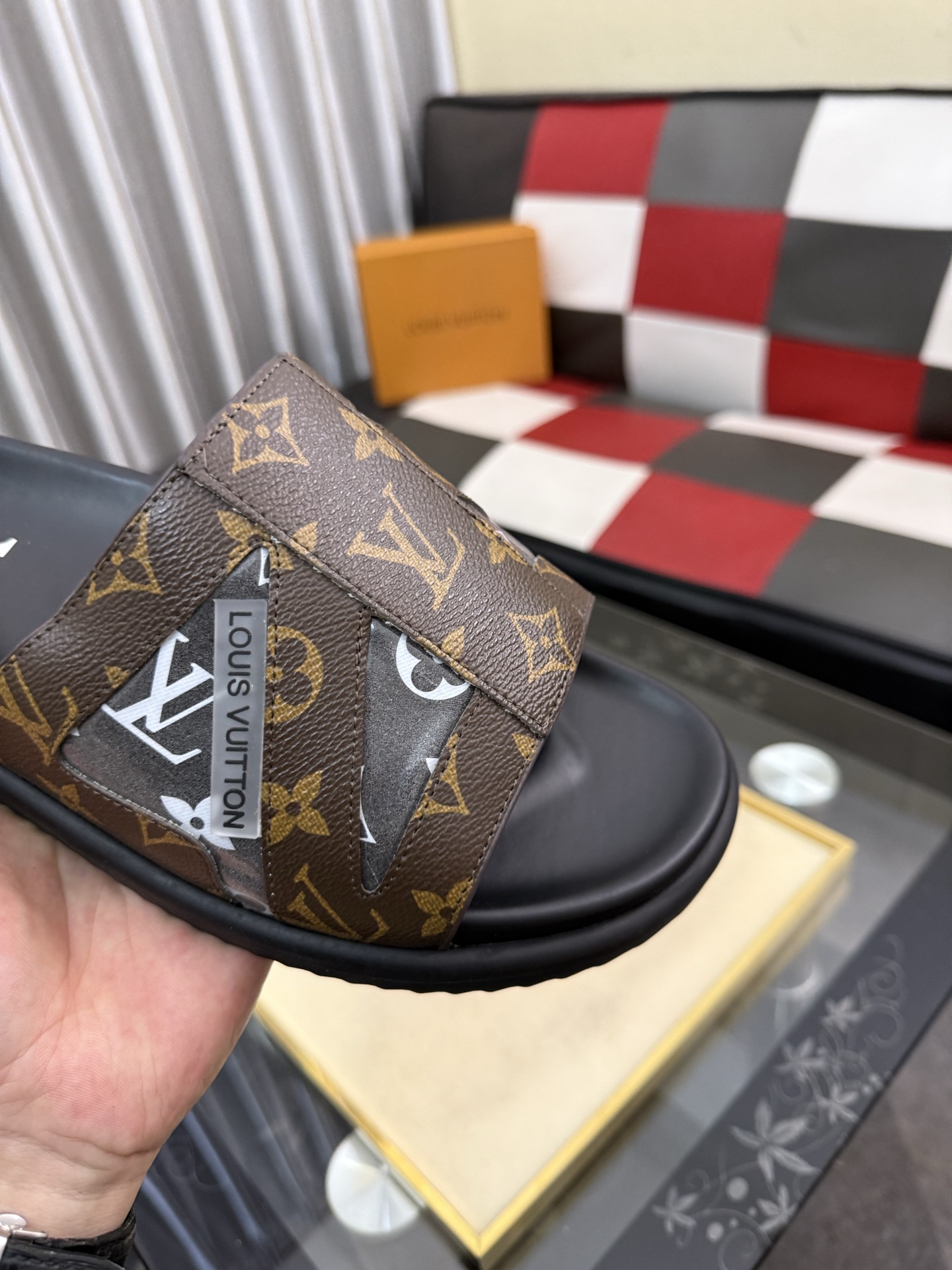 LV A貨 男款 拖鞋 經典老花 棕色Monogram 百搭休閒款