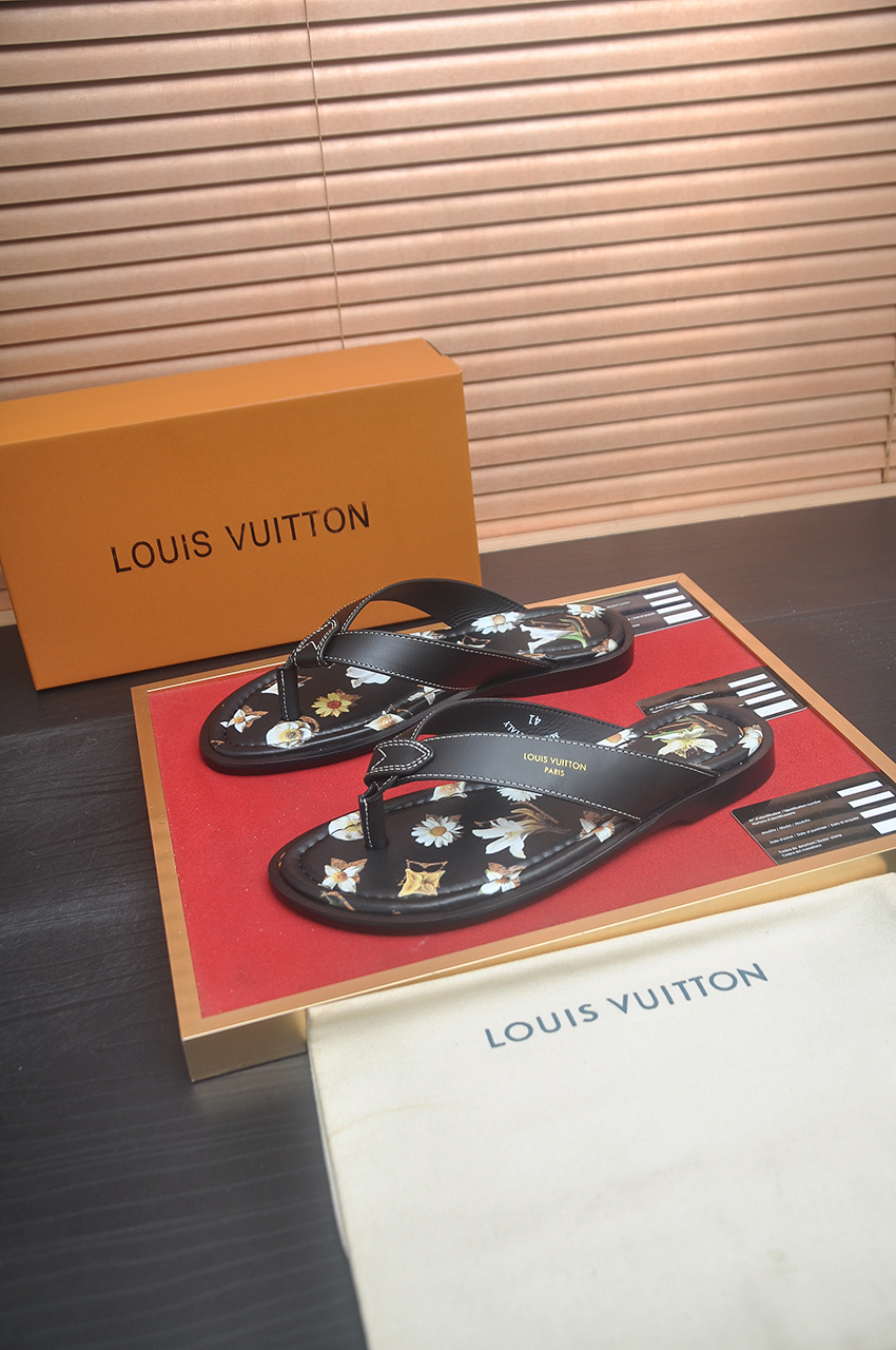 LV A貨花卉Monogram印花夾腳拖鞋 時尚夏季男士涼鞋| 13 LV A貨花卉Monogram印花夾腳拖鞋 時尚夏季男士涼鞋