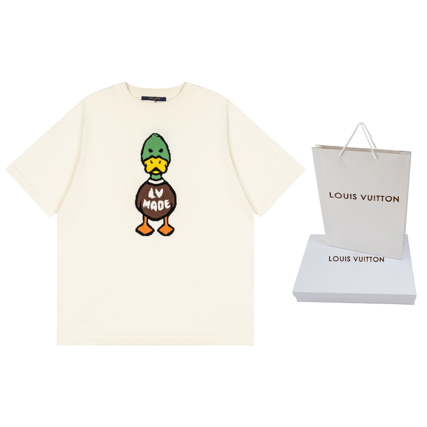 LV 高仿 男款 卡通刺繡短袖T恤 趣味圖案設計 潮流休閒風