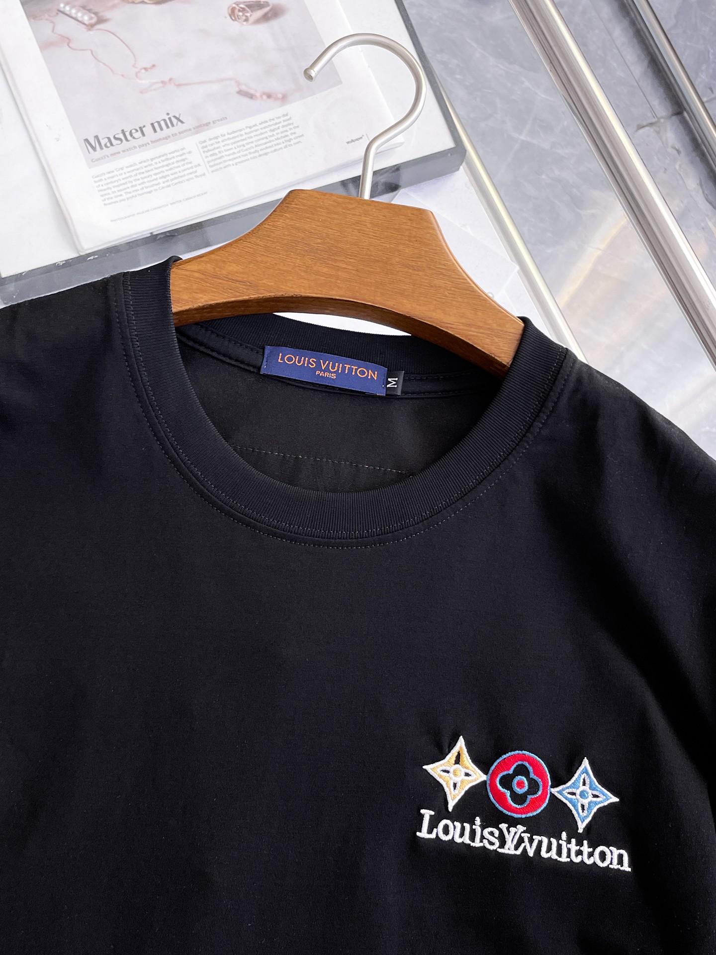 LV一比一男女短袖T恤彩色LOGO刺繡設計潮流百搭休閒上衣