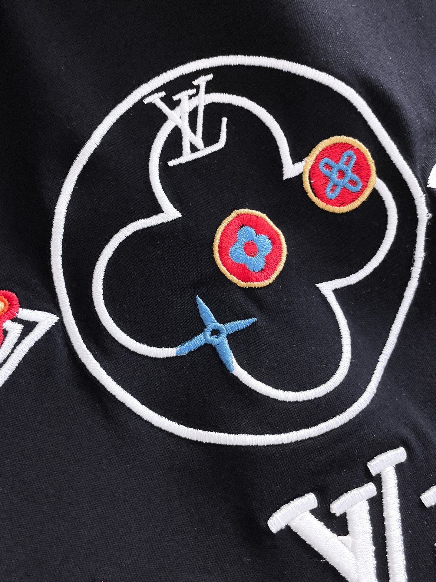 LV一比一男女短袖T恤彩色LOGO刺繡設計潮流百搭休閒上衣