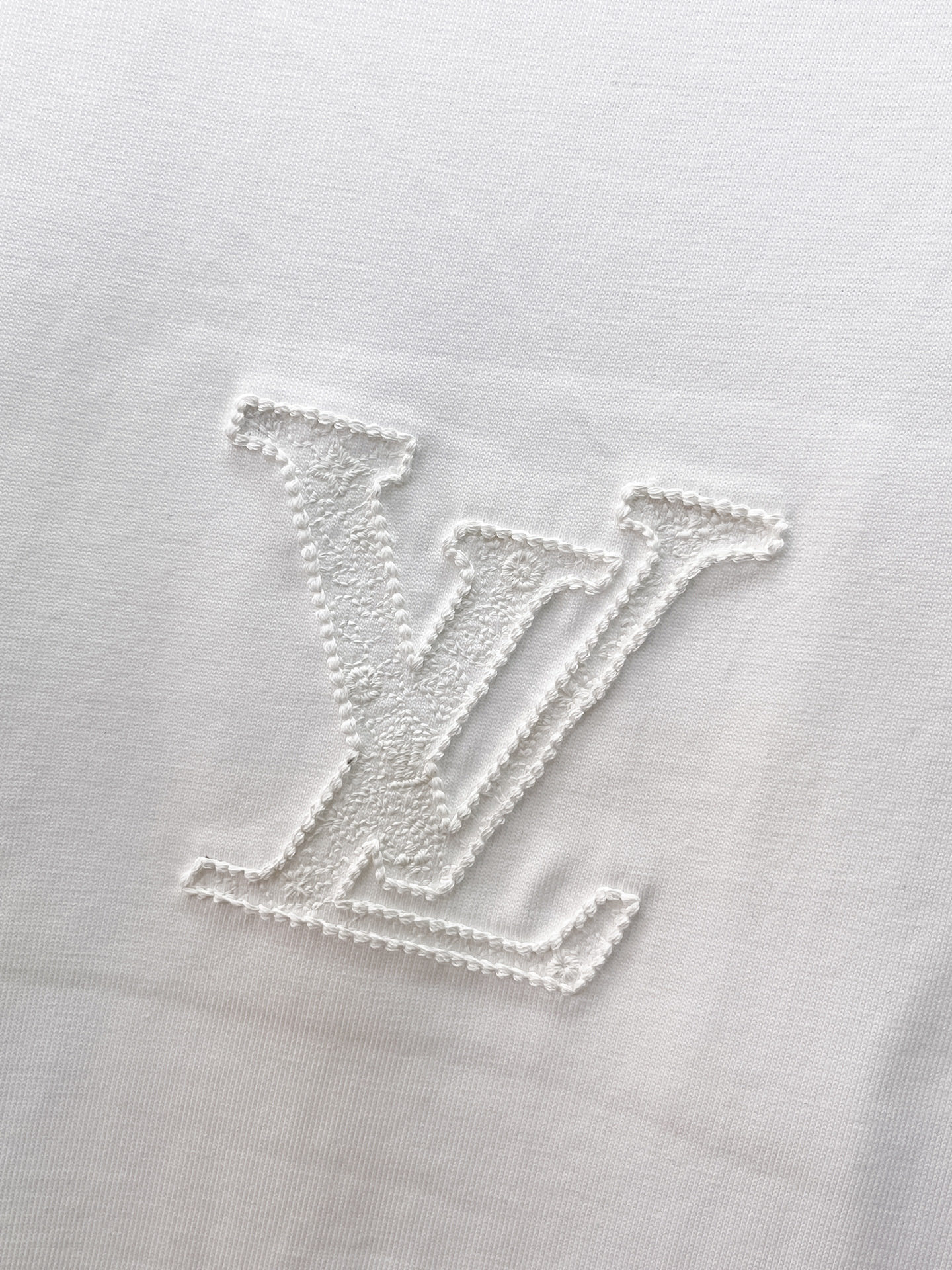 LV路易威登高仿短袖T恤 白色立體大LOGO壓紋簡約百搭男士上衣