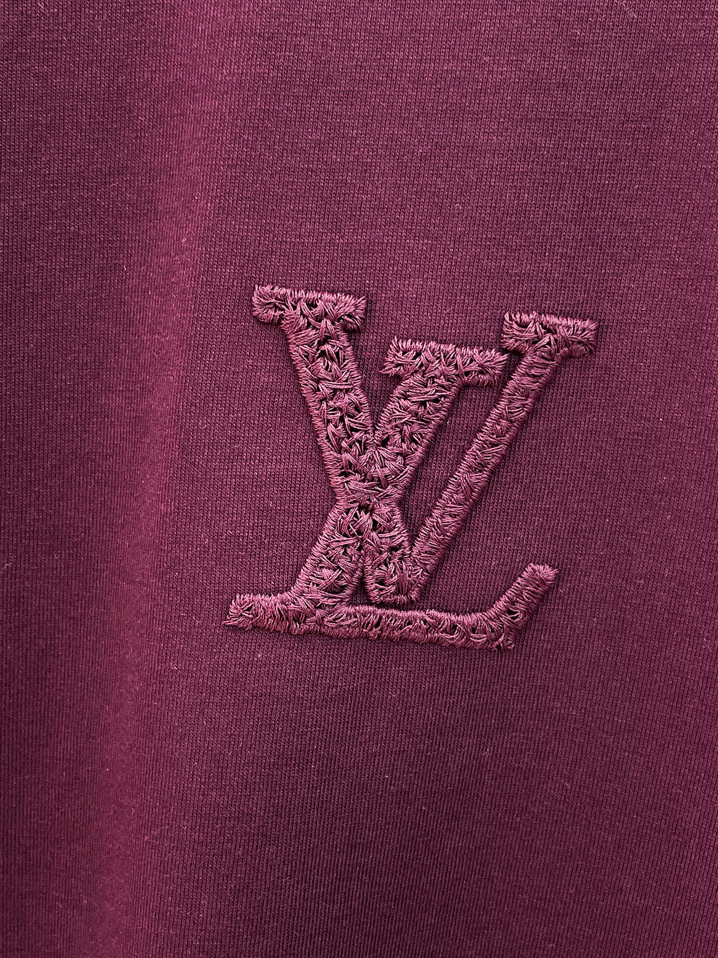 LV路易威登A貨短袖T恤 紫紅立體LOGO設計簡約百搭男士上衣