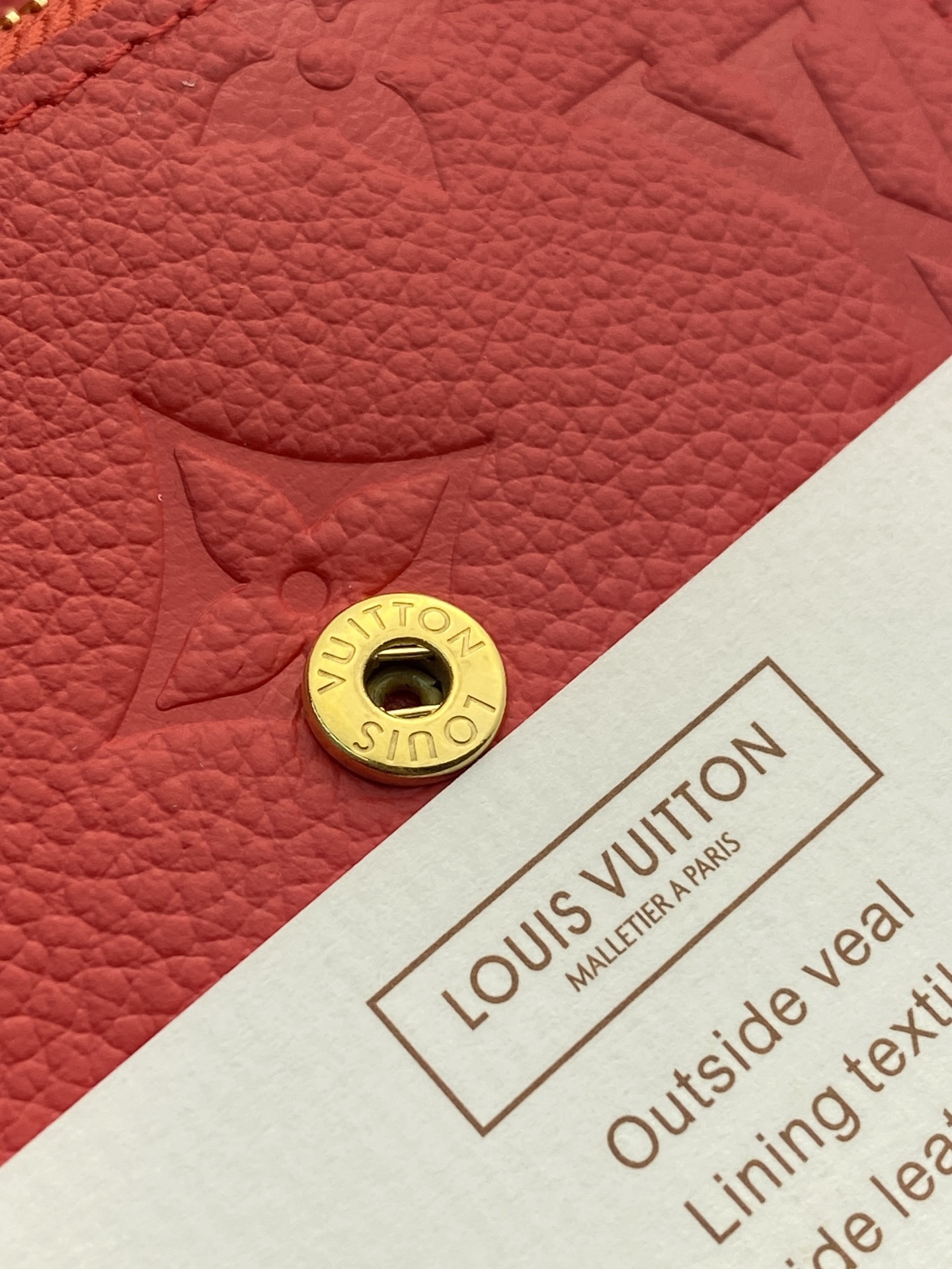 LV A貨短夾 紅色壓紋拉鏈零錢包 女士款