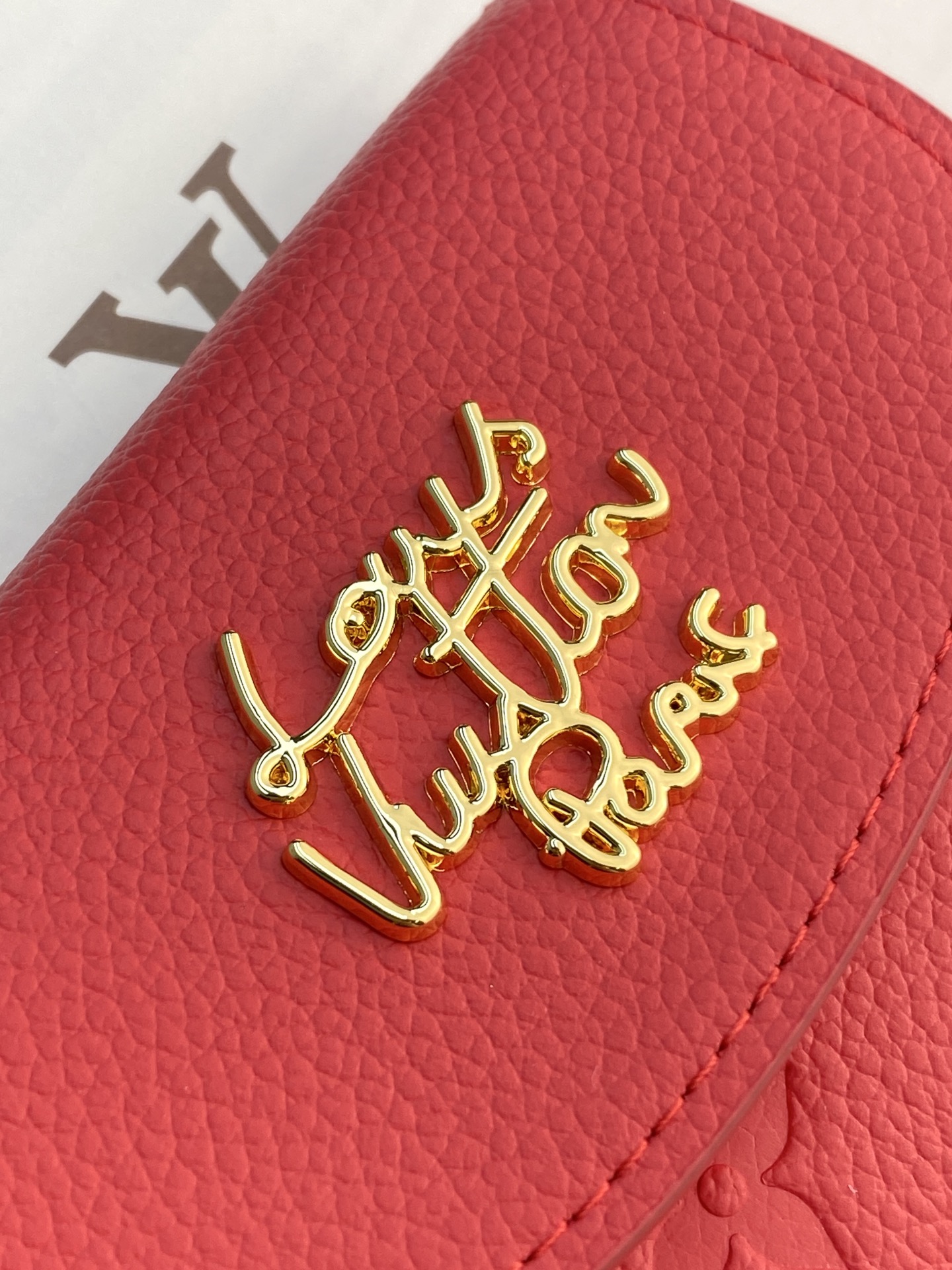 LV A貨短夾 紅色壓紋拉鏈零錢包 女士款