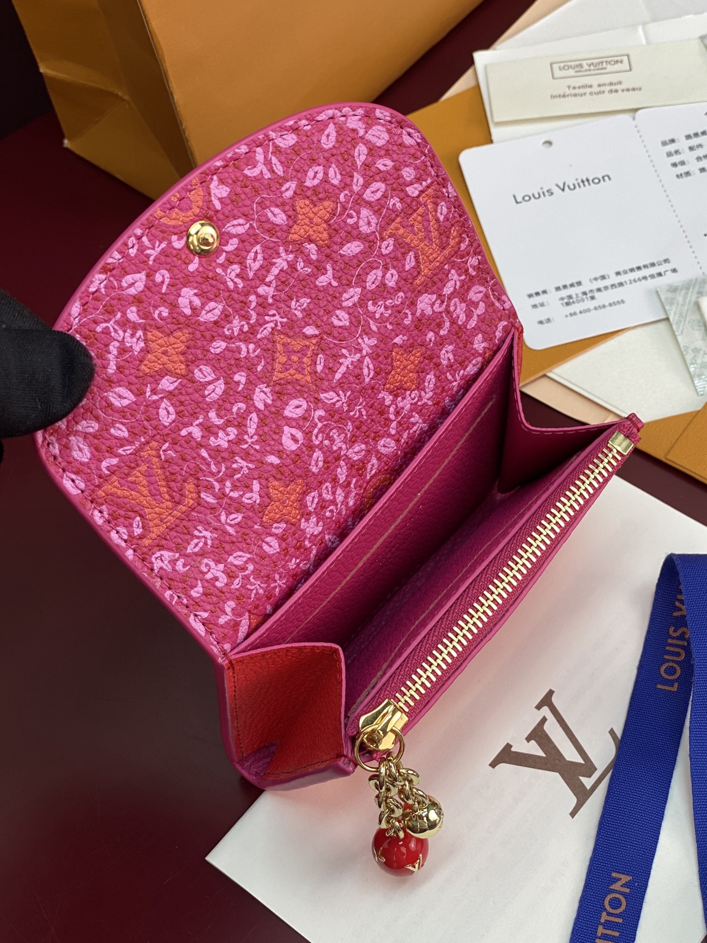 LV A貨長夾 拉鏈壓紋牛皮錢包 紅色大容量款