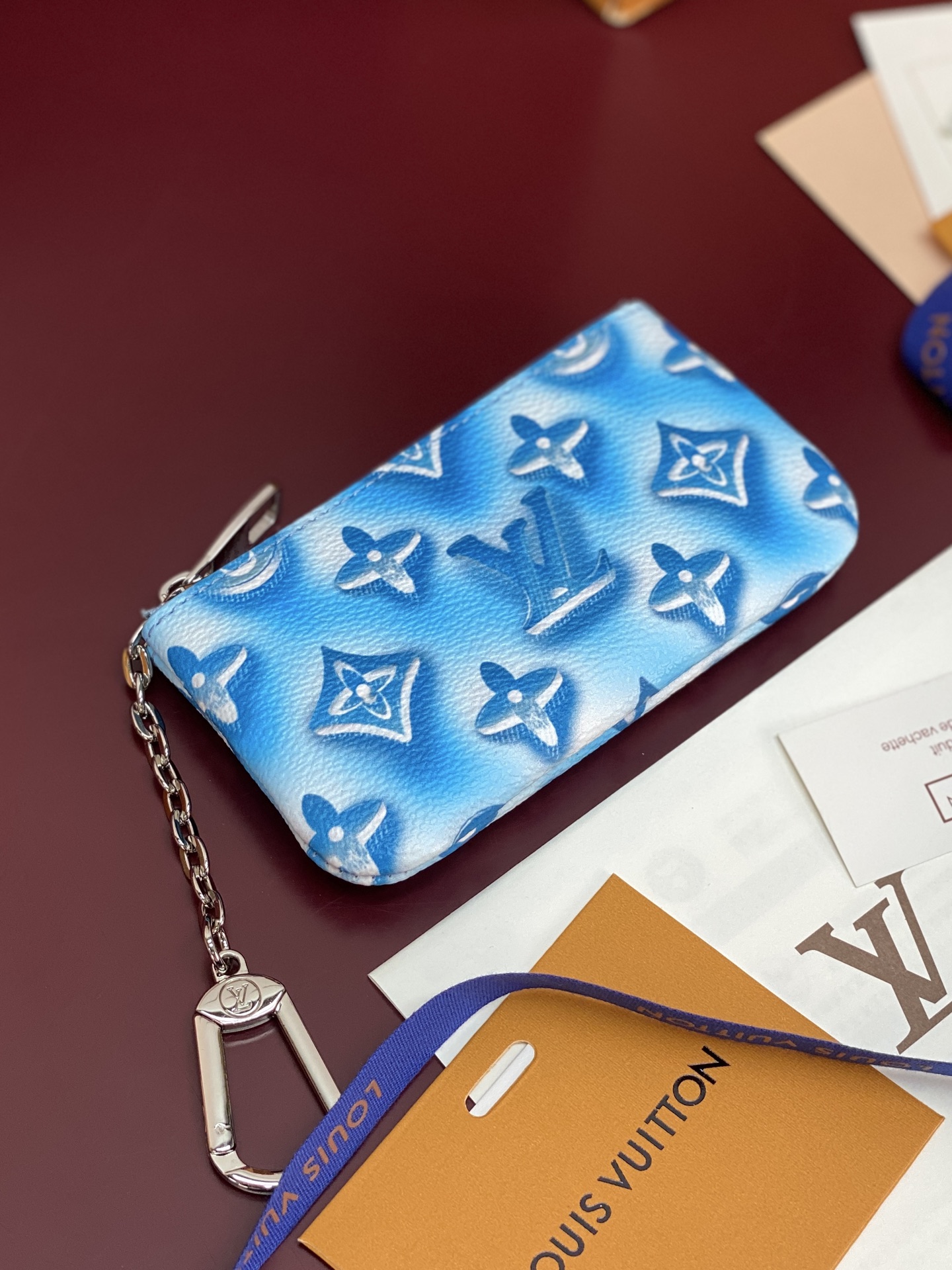 LV高仿藍色漸變Monogram鑰匙零錢包 鏈條收納包| 11 LV高仿藍色漸變Monogram鑰匙零錢包 鏈條收納包