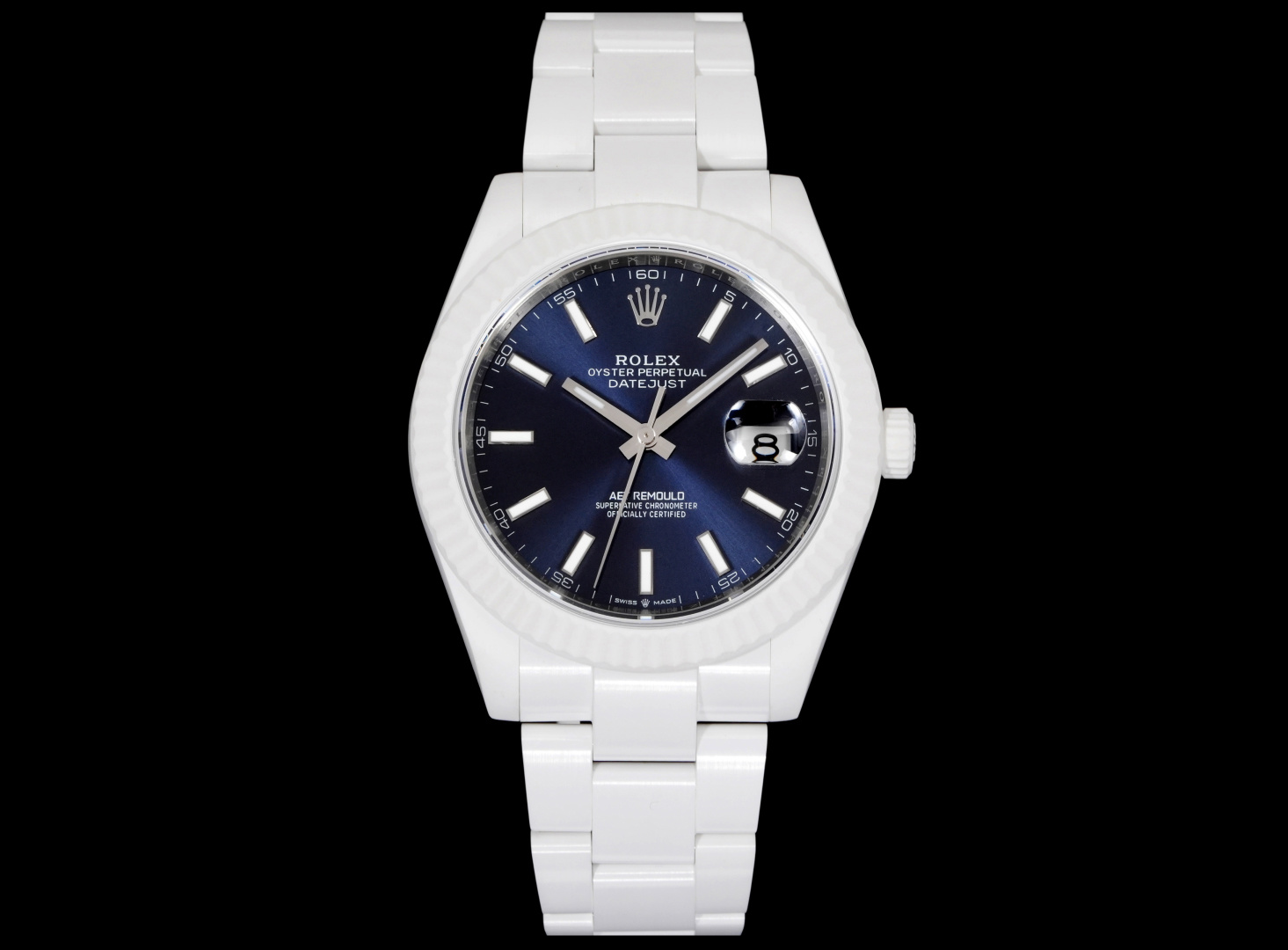 勞力士一比一日誌型 Datejust 藍面白色陶瓷機械腕錶