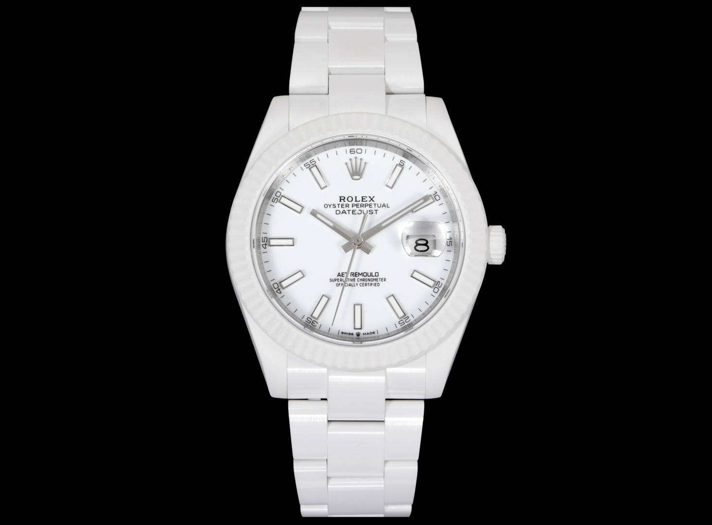 勞力士原單日誌型 Datejust 白面白色陶瓷機械腕錶