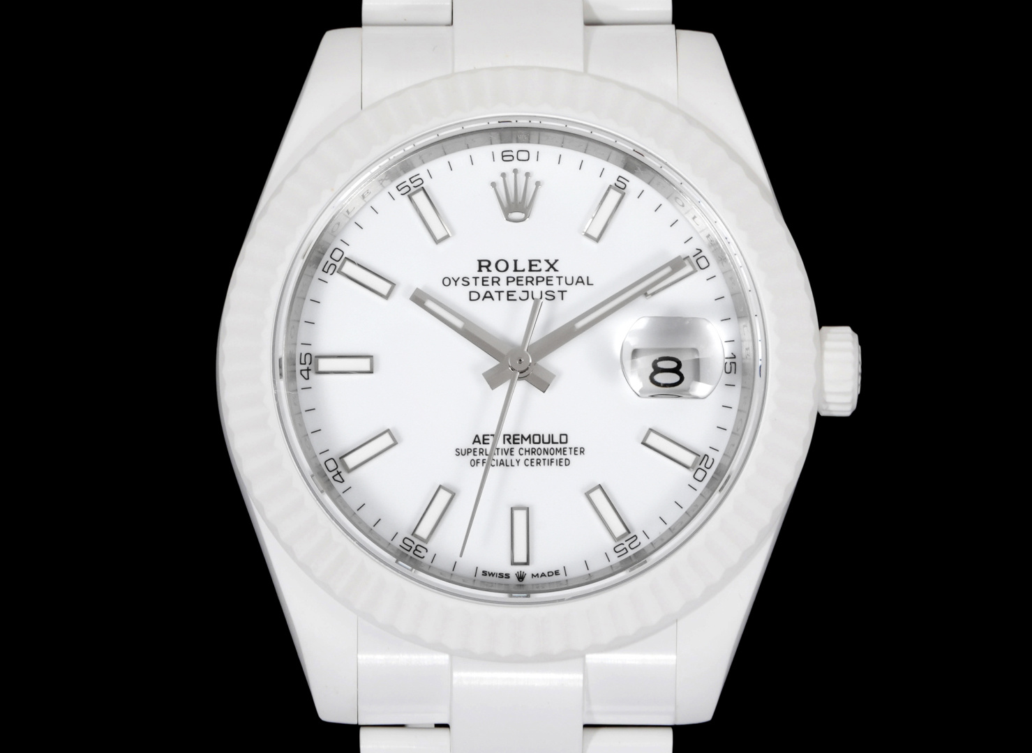 勞力士原單日誌型 Datejust 白面白色陶瓷機械腕錶| 12 勞力士原單日誌型 Datejust 白面白色陶瓷機械腕錶