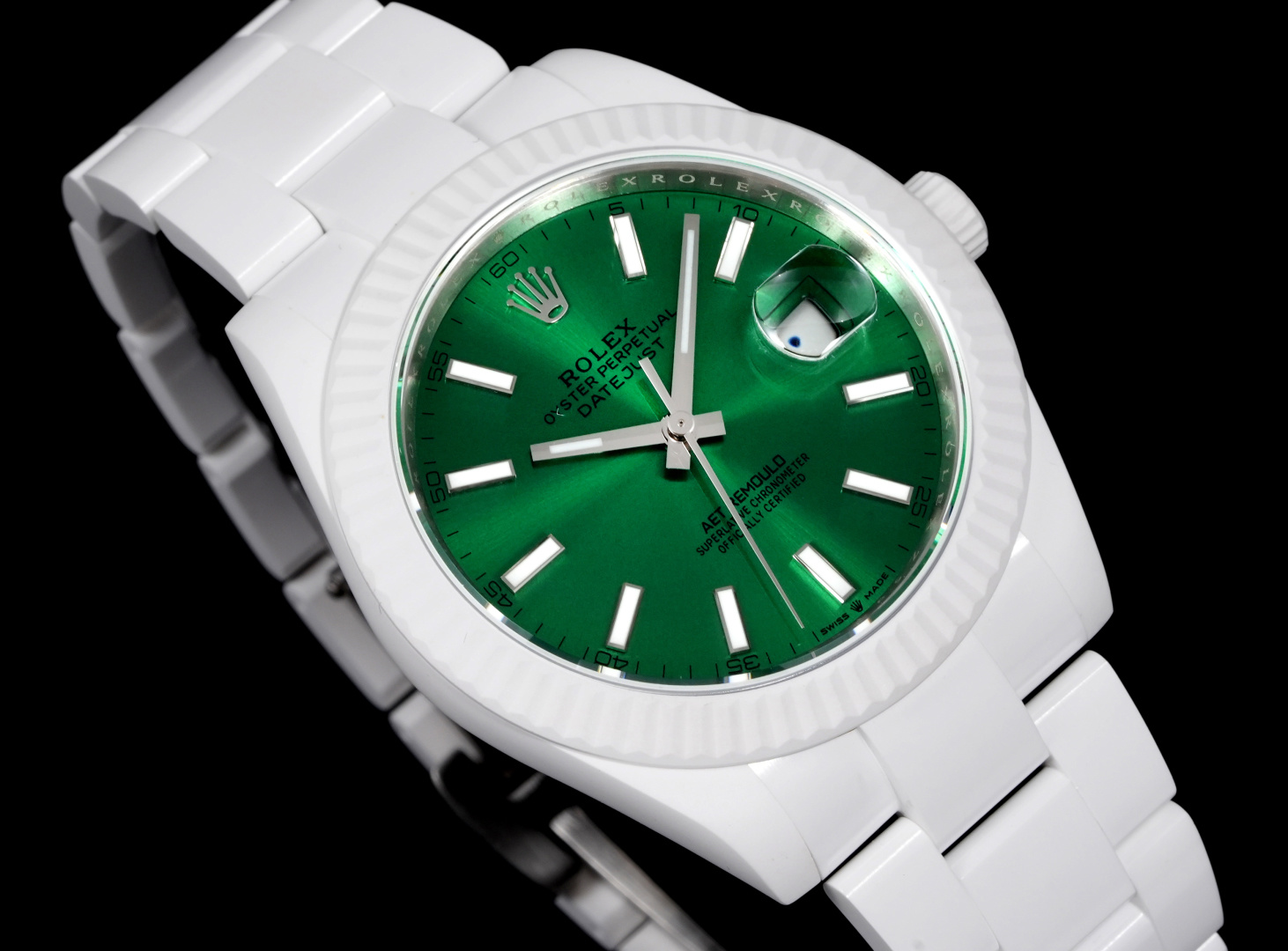 勞力士精緻版日誌型 Datejust 綠色太陽紋機械腕錶