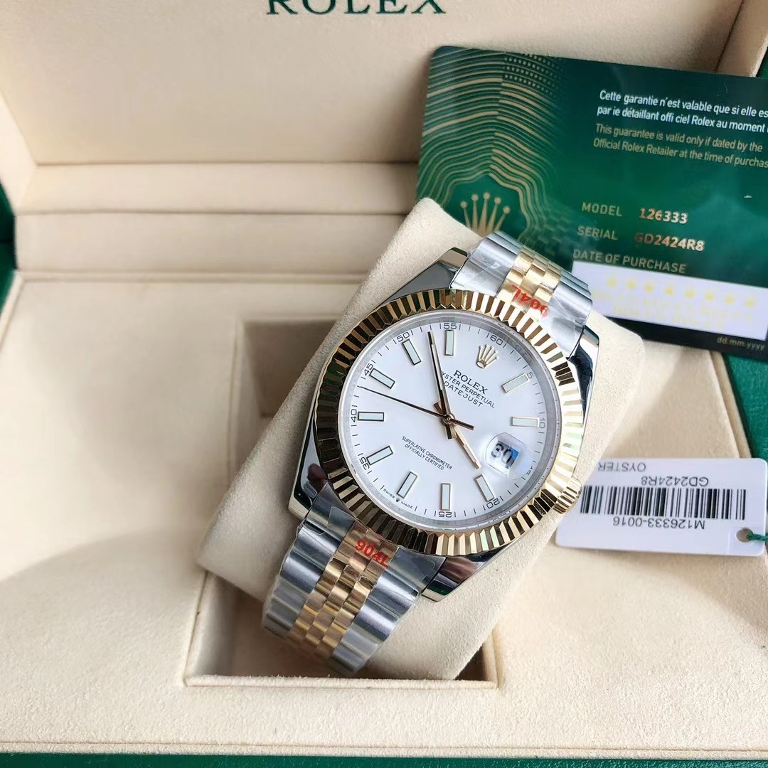 勞力士日誌型 Datejust 白面間金五珠鏈機械腕錶| 12 勞力士日誌型 Datejust 白面間金五珠鏈機械腕錶