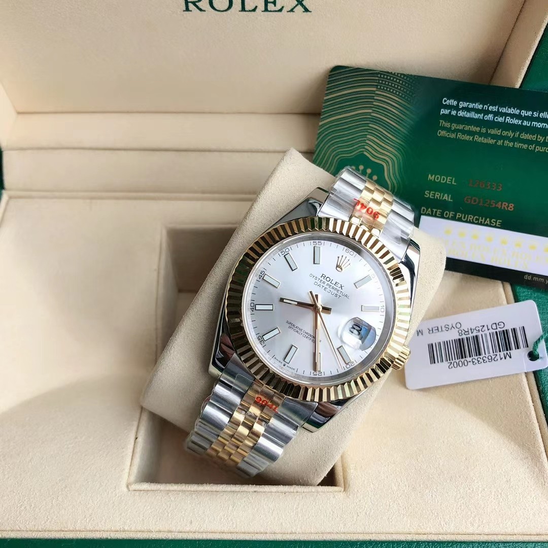勞力士日誌型 Datejust 銀白面間金五珠鏈機械腕錶| 12 勞力士日誌型 Datejust 銀白面間金五珠鏈機械腕錶