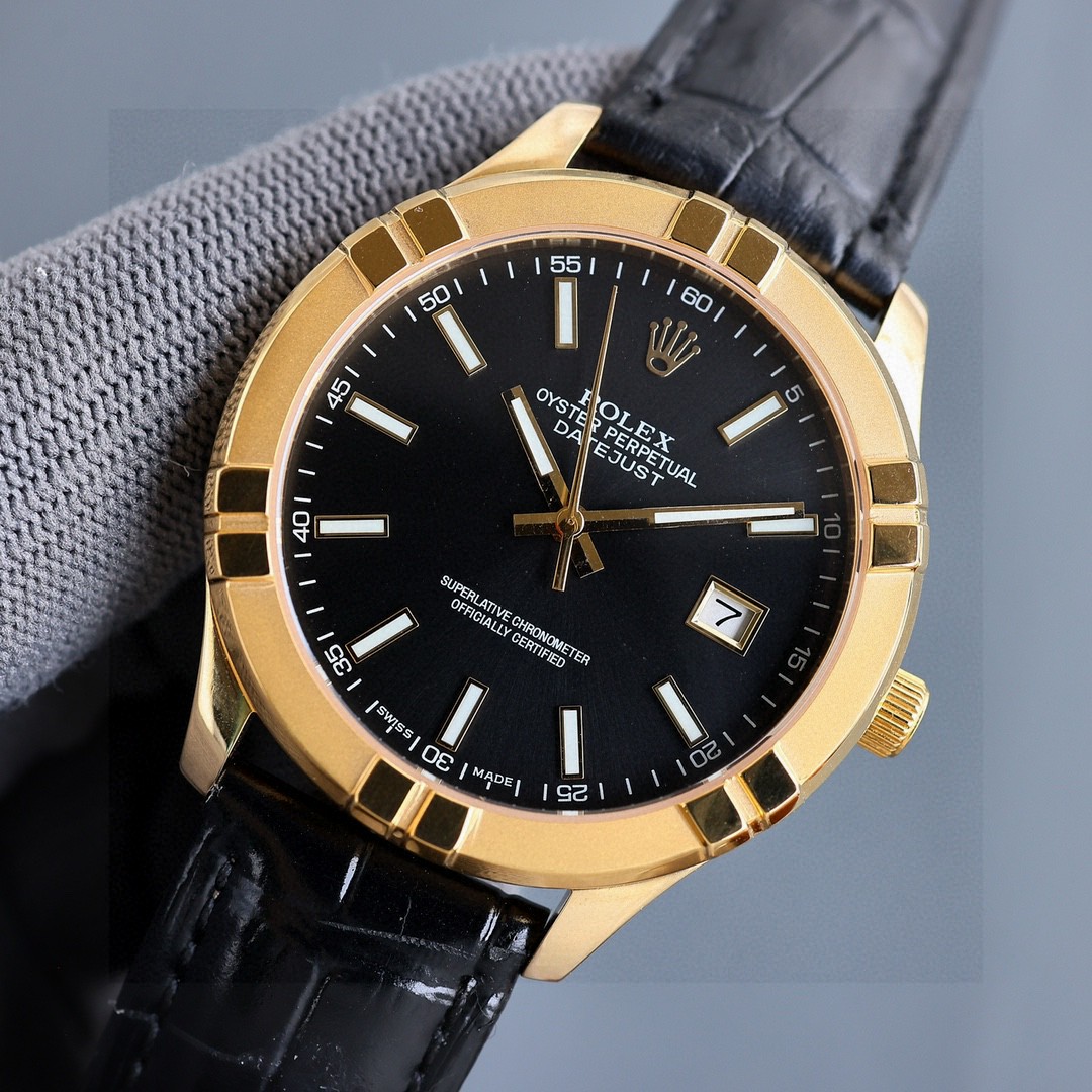 勞力士日誌型 Datejust 金殼白面皮帶機械腕錶| 11 勞力士日誌型 Datejust 金殼白面皮帶機械腕錶