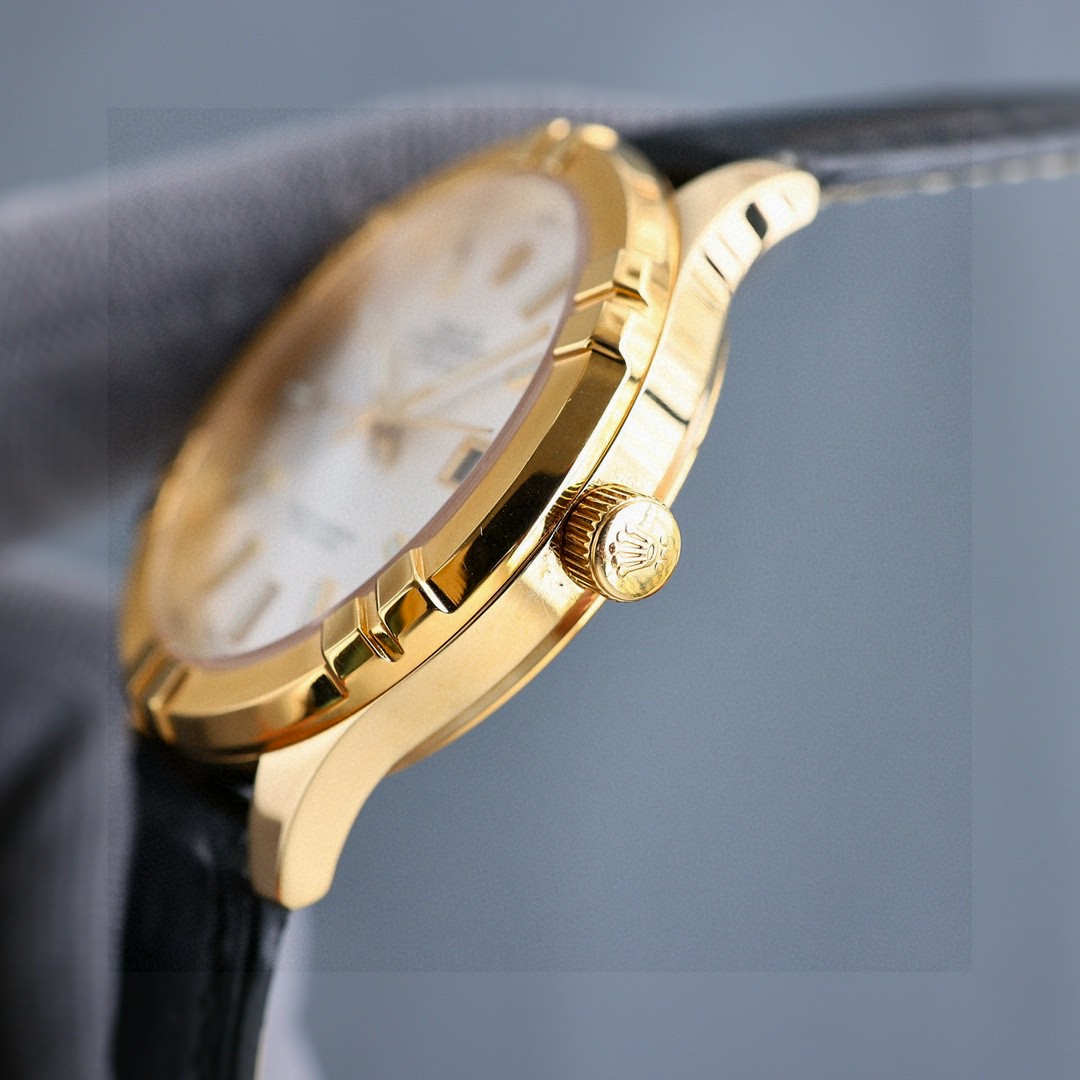 勞力士日誌型 Datejust 金殼白面皮帶機械腕錶| 9 勞力士日誌型 Datejust 金殼白面皮帶機械腕錶