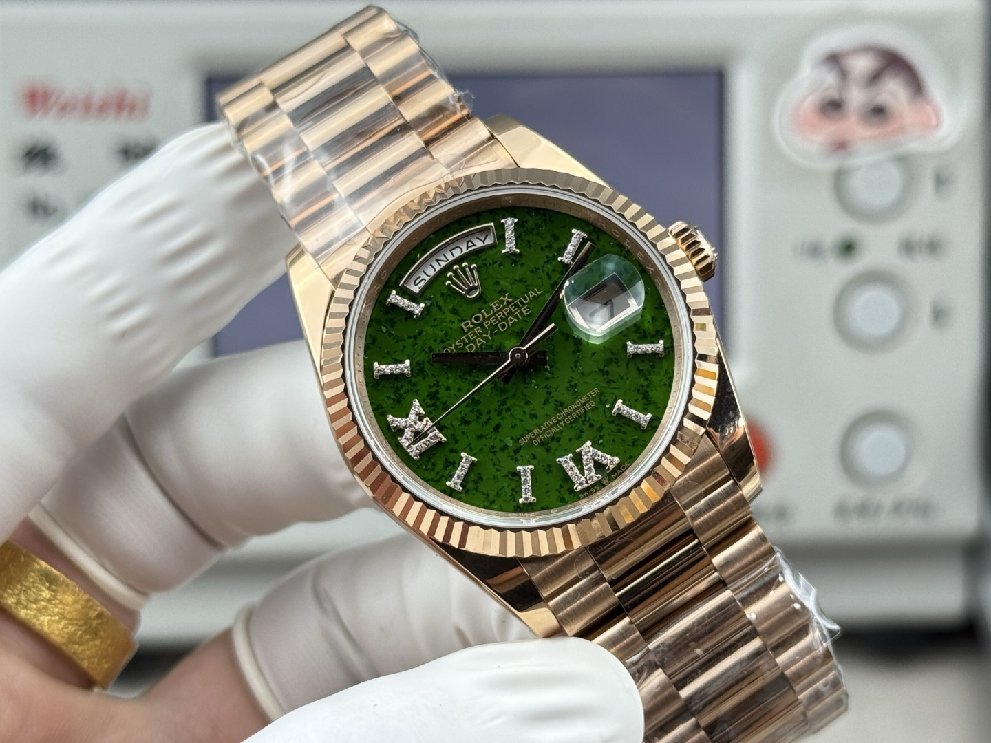 勞力士 A貨 Day-Date 綠玉石面盤男款機械腕錶 經典坑紋圈商務款| 13 勞力士 A貨 Day-Date 綠玉石面盤男款機械腕錶 經典坑紋圈商務款
