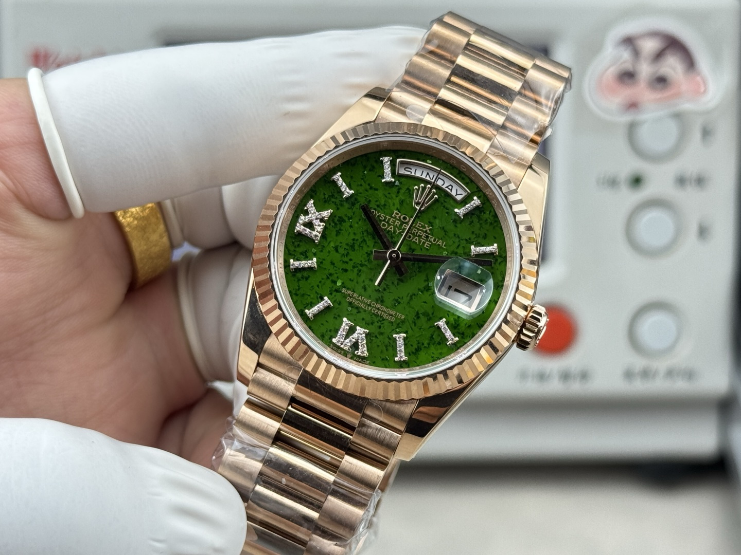 勞力士 A貨 Day-Date 綠玉石面盤男款機械腕錶 經典坑紋圈商務款| 12 勞力士 A貨 Day-Date 綠玉石面盤男款機械腕錶 經典坑紋圈商務款