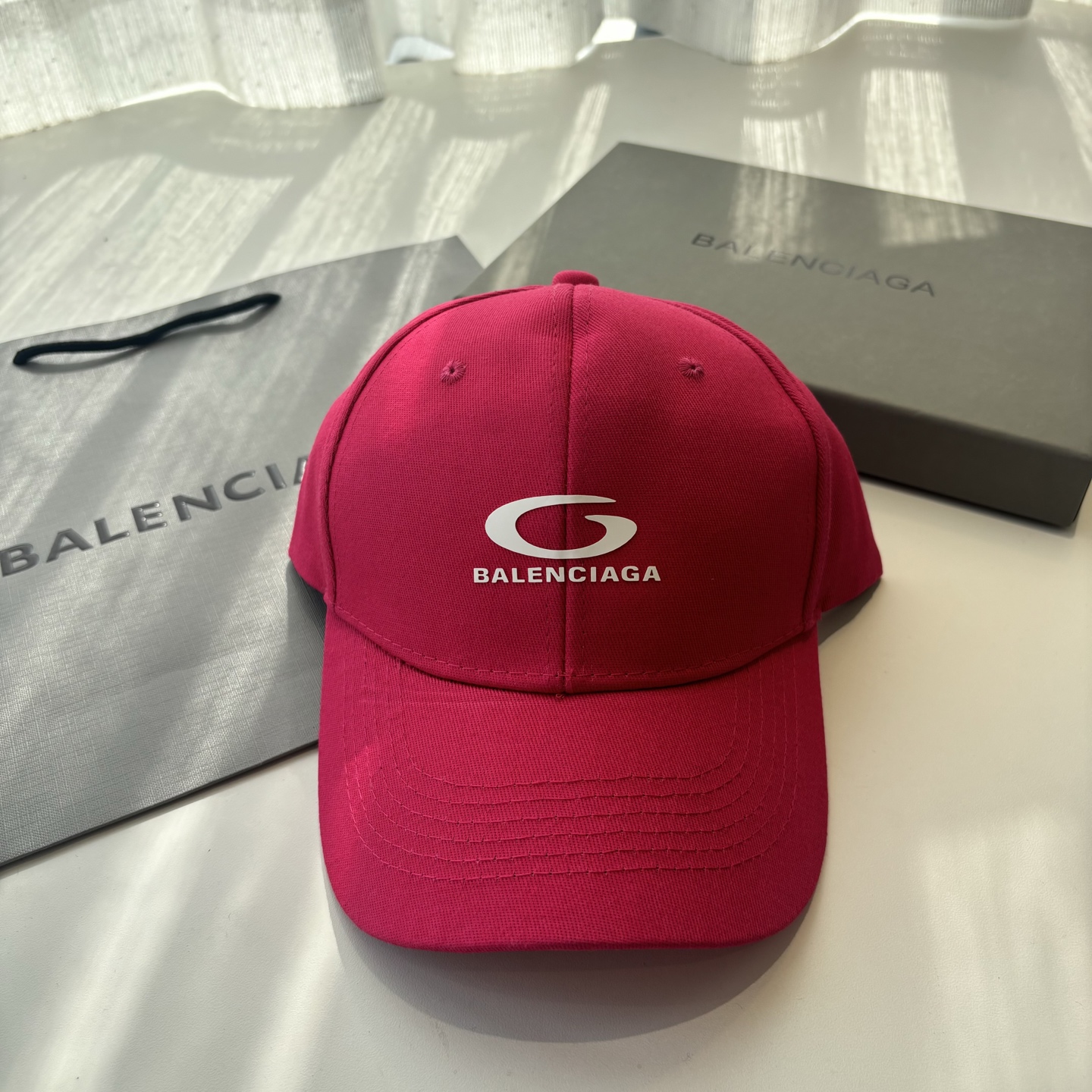 Balenciaga原單男女款棒球帽亮粉色Logo設計潮流百搭帽款