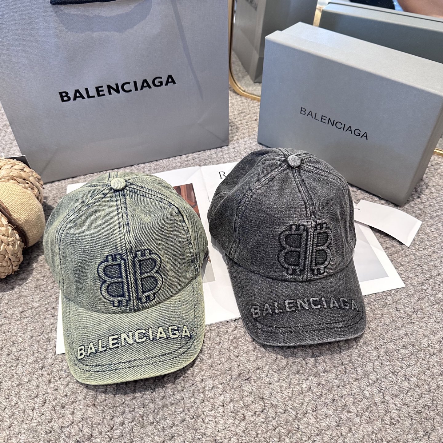 Balenciaga原單男女款BB刺繡軍綠復古棒球帽潮流百搭款| 6 Balenciaga原單男女款BB刺繡軍綠復古棒球帽潮流百搭款