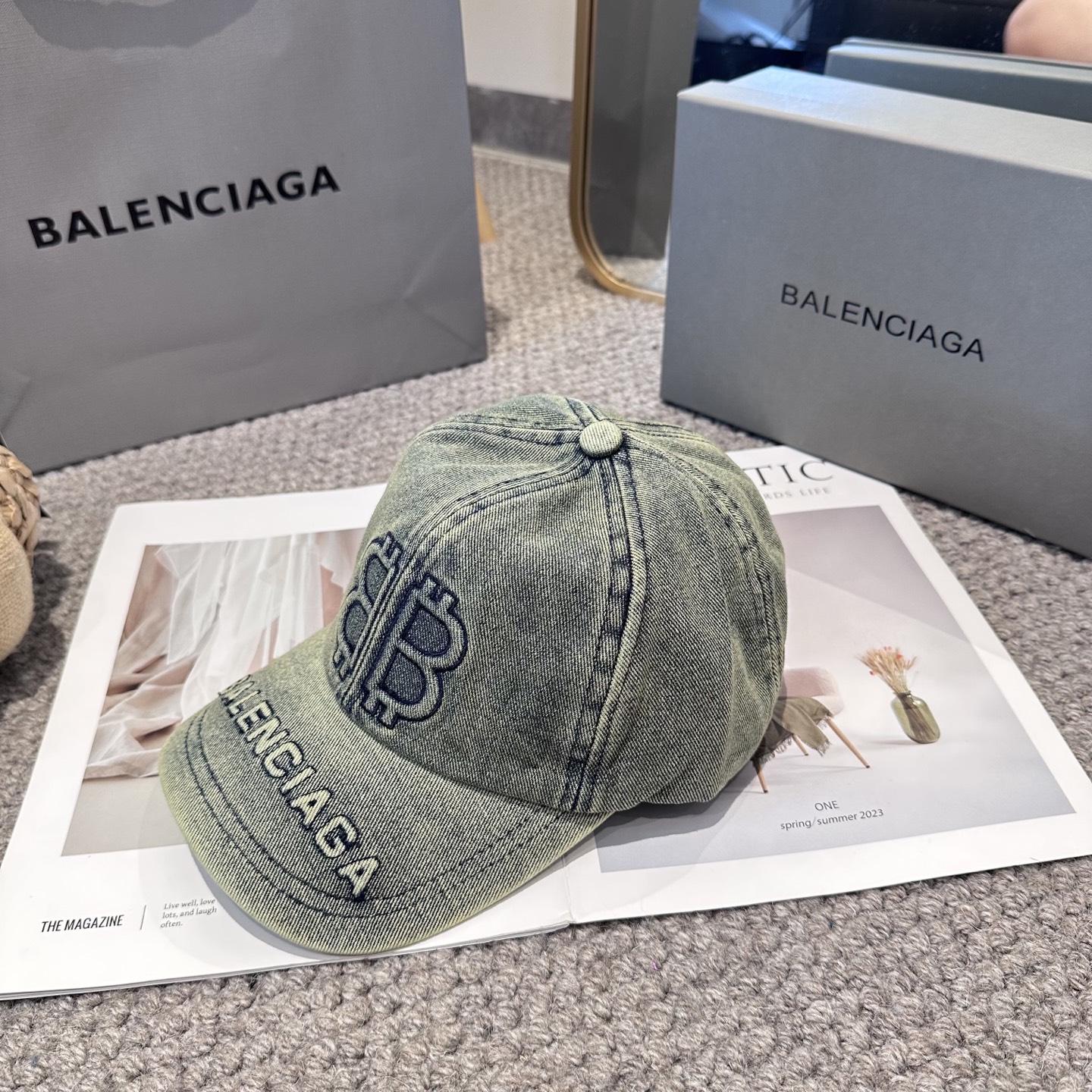 Balenciaga原單男女款BB刺繡軍綠復古棒球帽潮流百搭款| 13 Balenciaga原單男女款BB刺繡軍綠復古棒球帽潮流百搭款