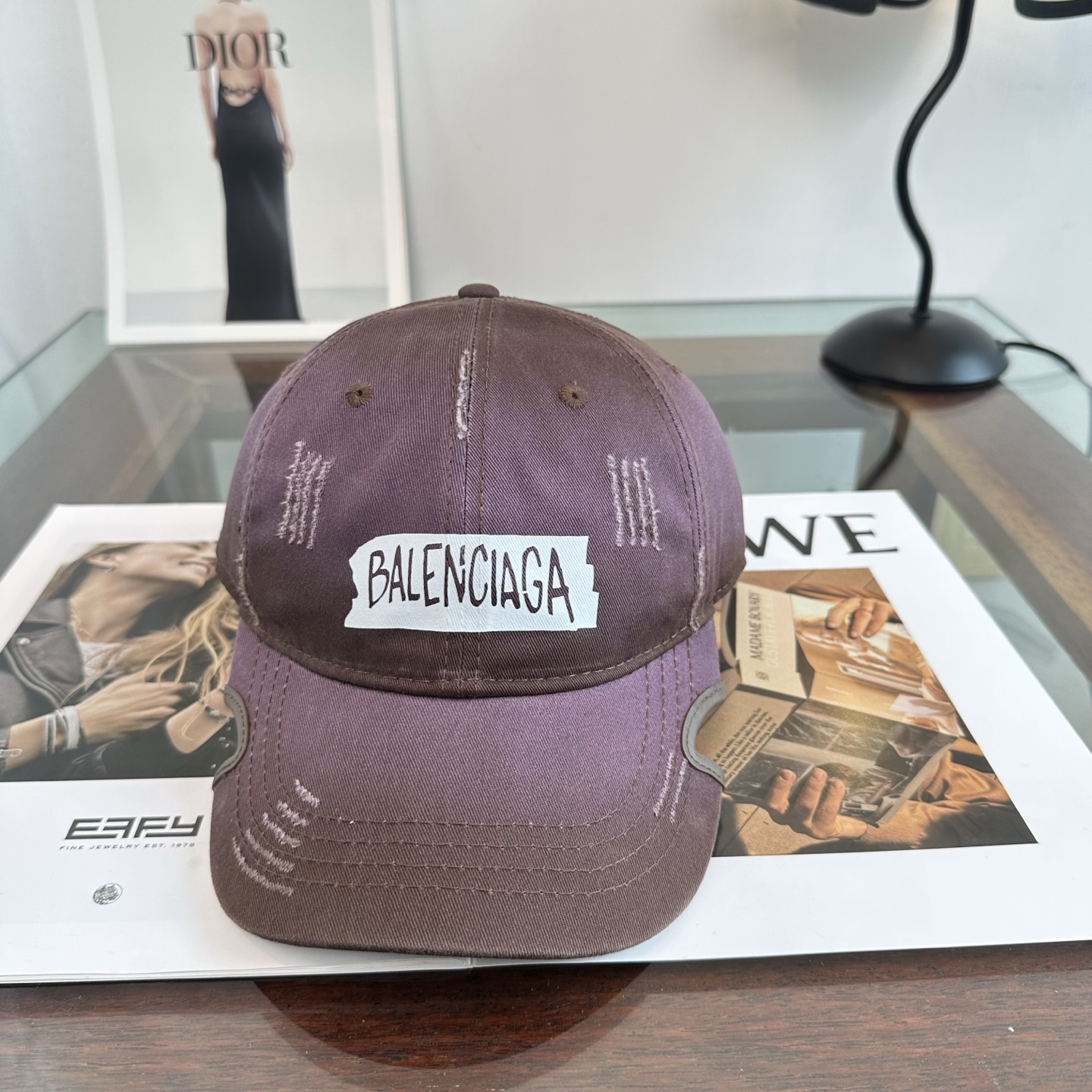 Balenciaga高仿男女款復古做舊貼標棒球帽棕色百搭潮流帽