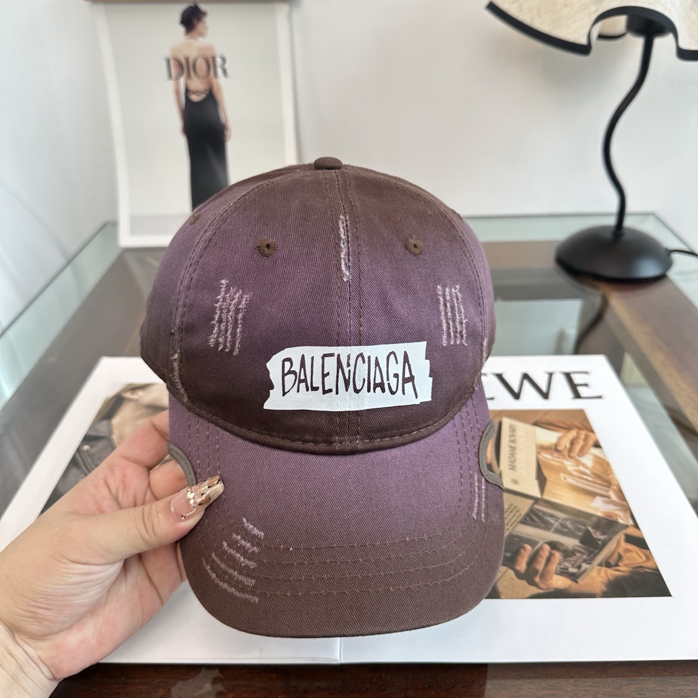 Balenciaga高仿男女款復古做舊貼標棒球帽棕色百搭潮流帽
