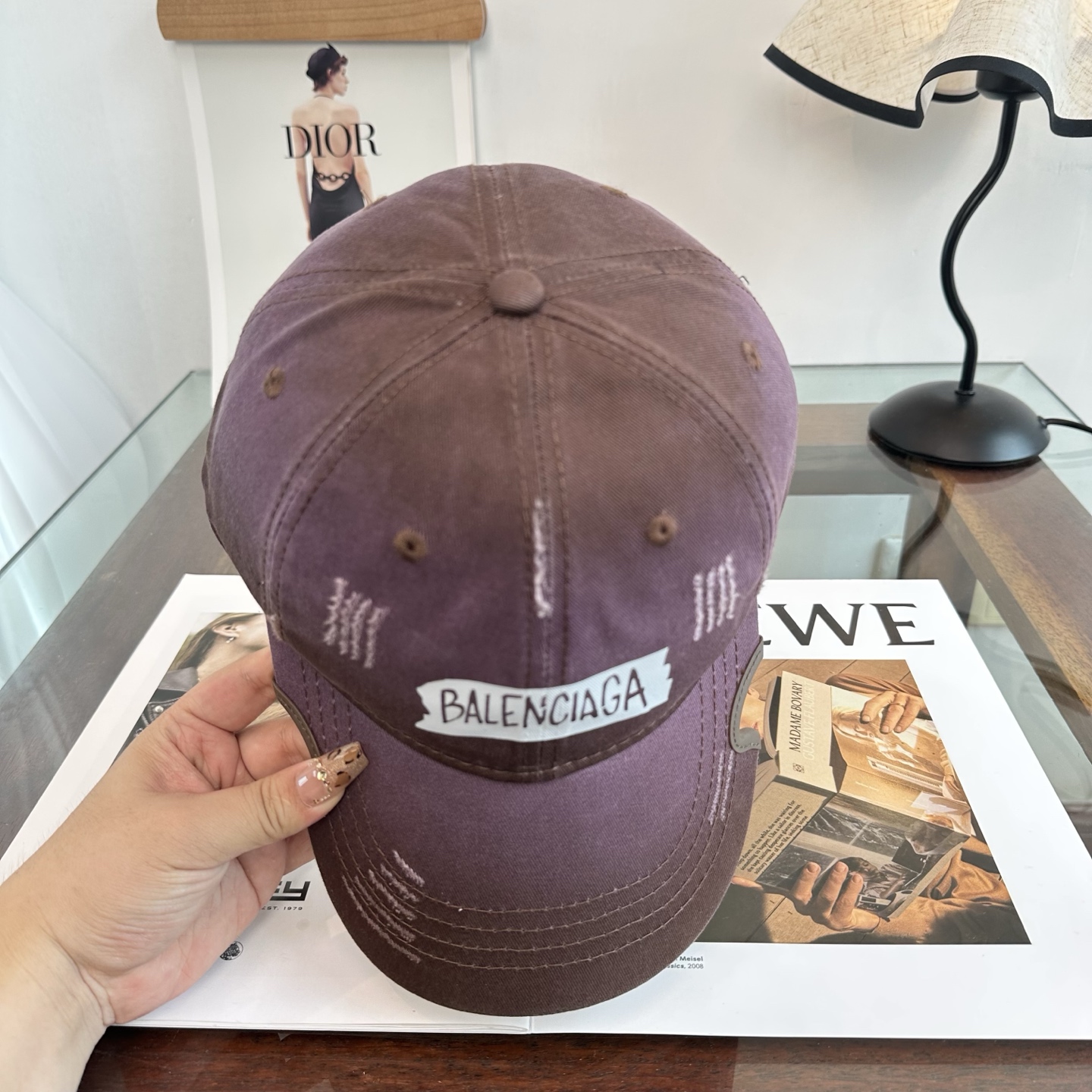 Balenciaga高仿男女款復古做舊貼標棒球帽棕色百搭潮流帽