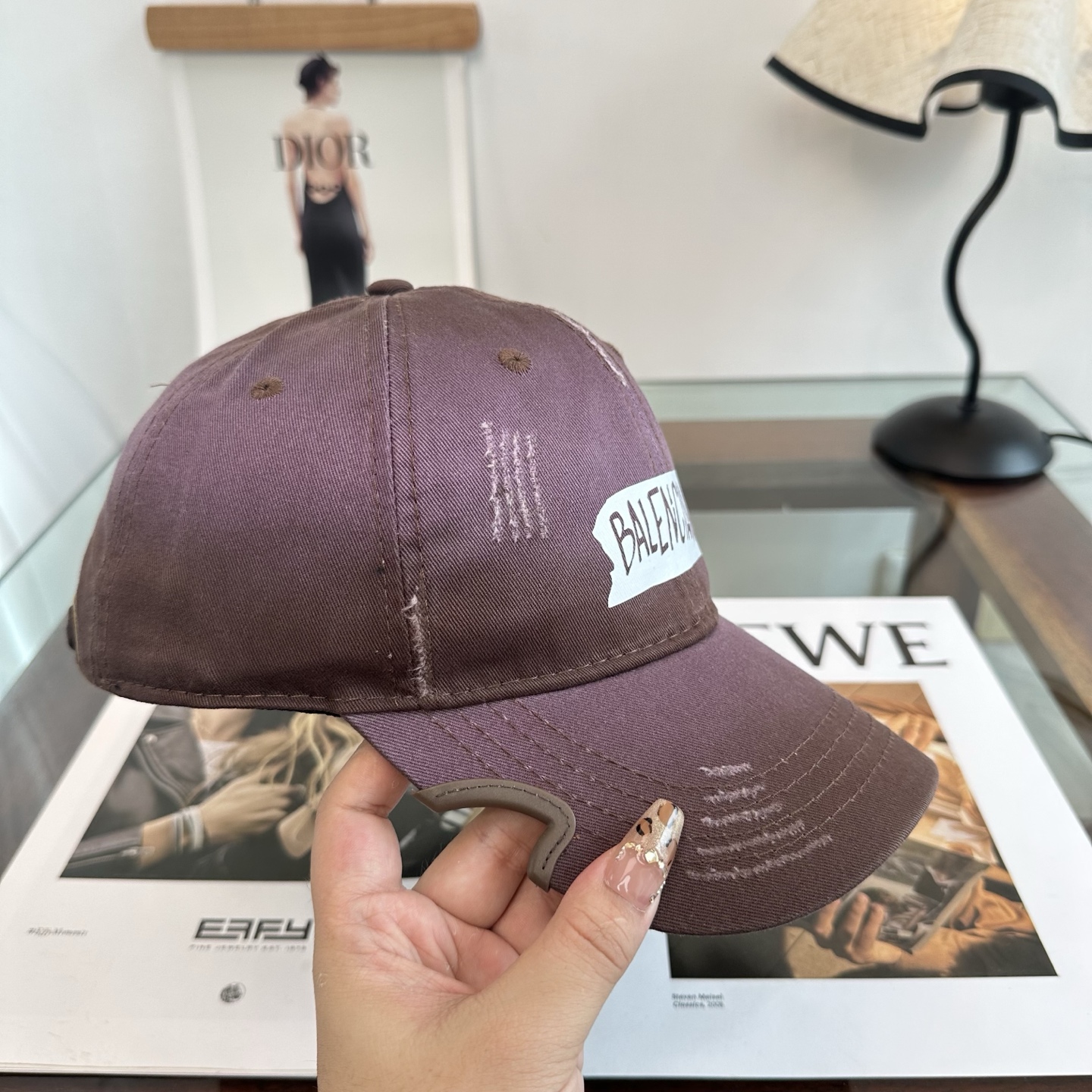Balenciaga高仿男女款復古做舊貼標棒球帽棕色百搭潮流帽