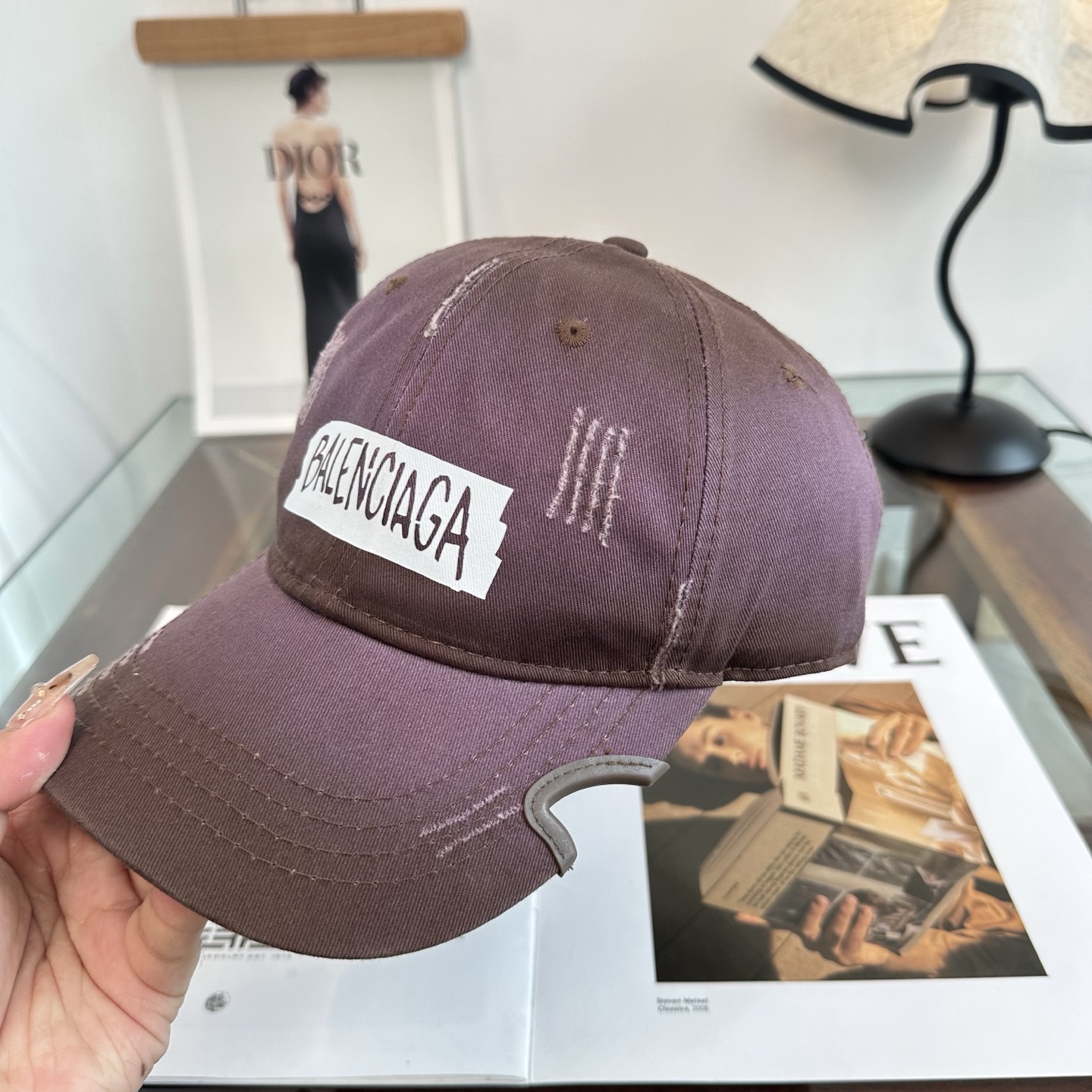 Balenciaga高仿男女款復古做舊貼標棒球帽棕色百搭潮流帽