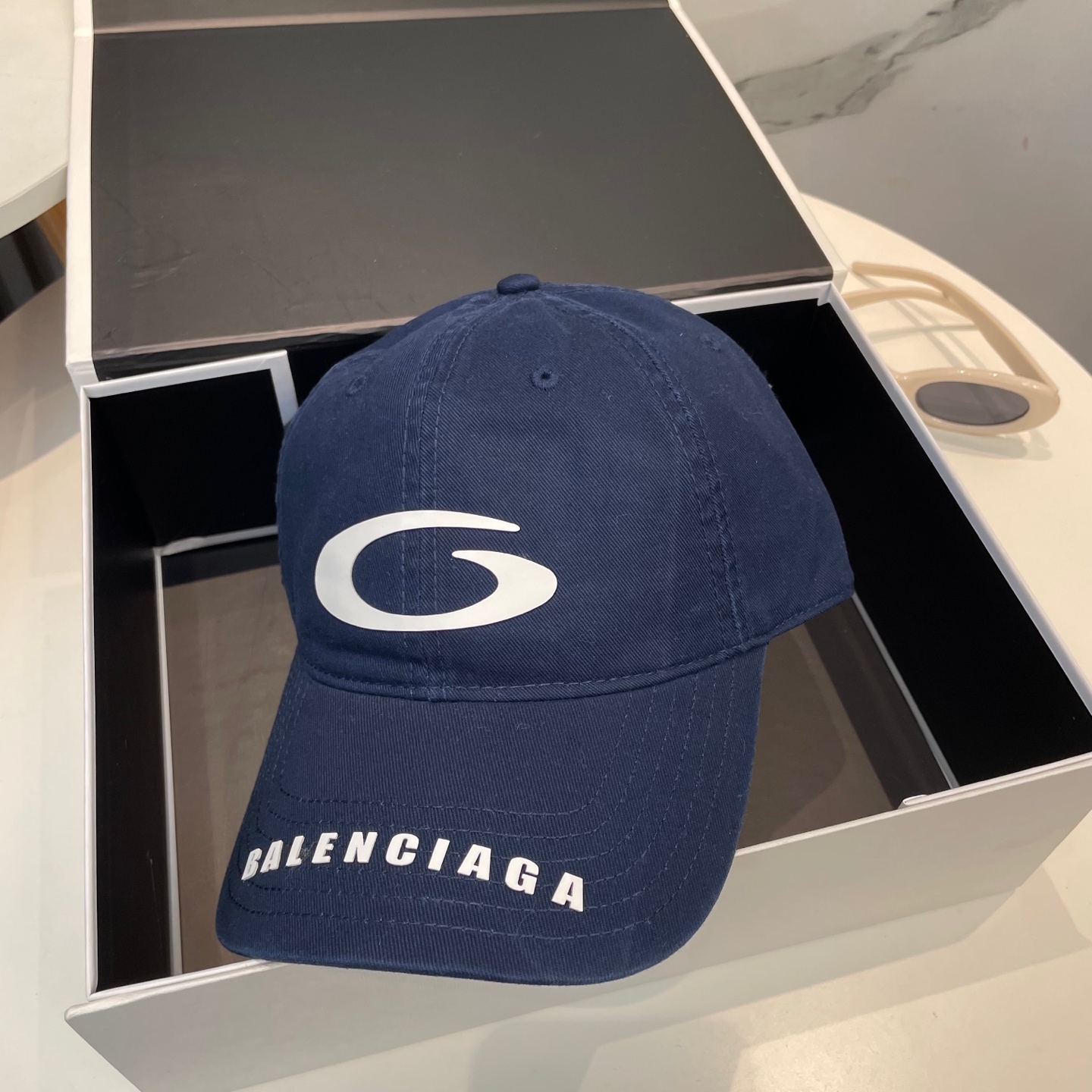 Balenciaga高仿男女款經典Logo棒球帽深藍休閒百搭通勤帽