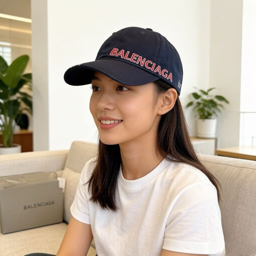 Balenciaga高仿男女款刺繡Logo棒球帽黑色紅字休閒百搭潮流帽